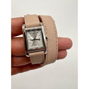 Michael Kors Taylor Watch MK2440 Working Silver Tone Pink Blush Wrap Leather Str